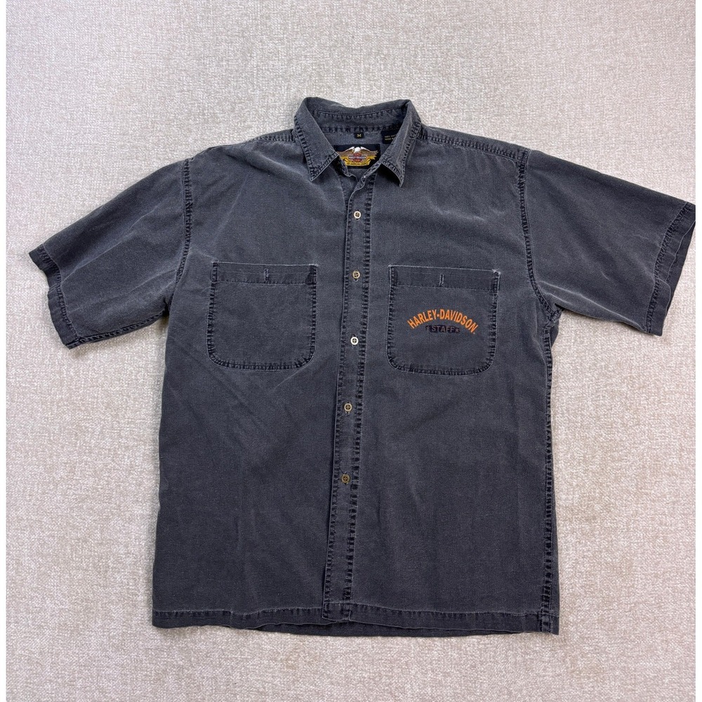 Vintage Harley Davidson 90th Anniversary Staff Shirt Mens Medium Black 1993